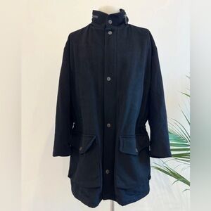 Corneliani Black Wool Coat Made in Italy Size 50